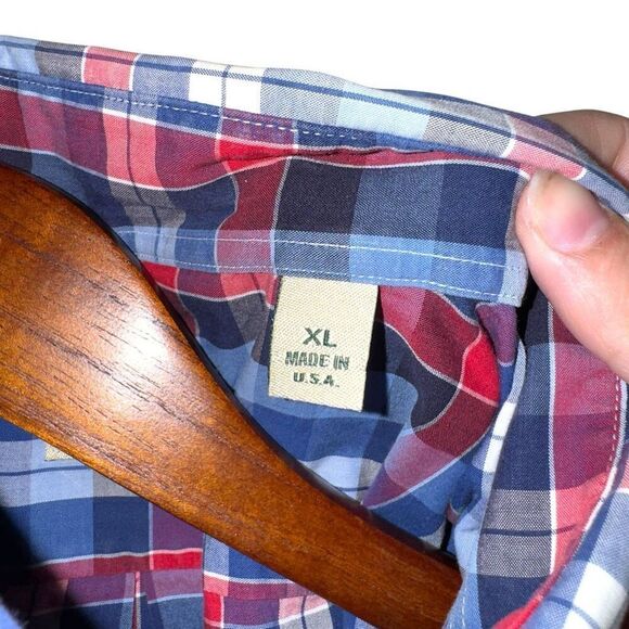 Gitman Brothers Blue Plaid Made in USA S/S Button Down Shirt XL - Picture 3 of 8